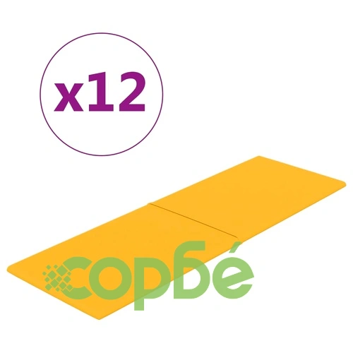 Стенни панели, 12 бр, жълти, 90x30 см, кадифе, 3,24 м² ➤ топ цена ➤ sorbe.bg