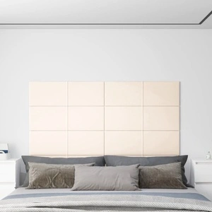 Стенни панели, 12 бр, кремави, 90x30 см, кадифе, 3,24 м²