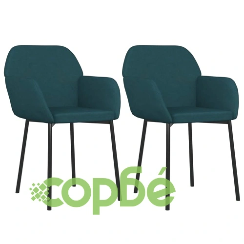 Трапезни столове, 2 бр, сини, кадифе ➤ топ цена ➤ sorbe.bg