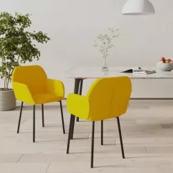 Трапезни столове, 2 бр, жълти, кадифе