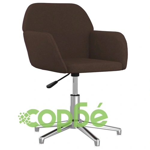 Въртящ се офис стол, тъмнокафяв, текстил ➤ топ цена ➤ sorbe.bg
