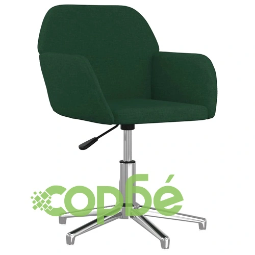 Въртящ се офис стол, тъмнозелен, кадифе ➤ топ цена ➤ sorbe.bg