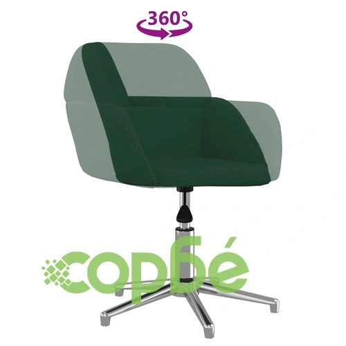 Въртящ се офис стол, тъмнозелен, кадифе ➤ топ цена ➤ sorbe.bg