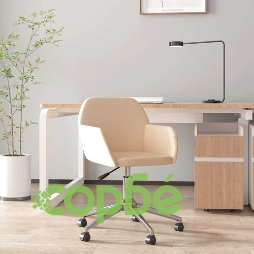Въртящ се офис стол, кремав, текстил ➤ топ цена ➤ sorbe.bg