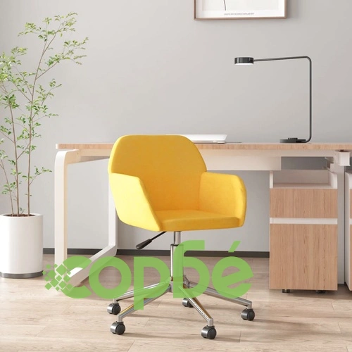 Въртящ се офис стол, светложълт, текстил ➤ топ цена ➤ sorbe.bg