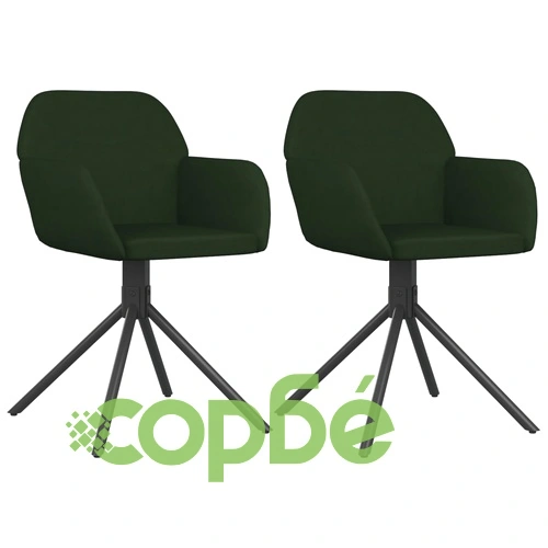 Въртящи се трапезни столове, 2 бр, тъмнозелени, кадифе ➤ топ цена ➤ sorbe.bg