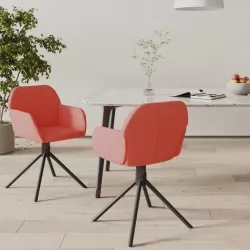 Въртящи трапезни столове, 2 бр, розови, кадифе