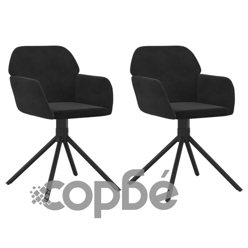 Въртящи трапезни столове, 2 бр, черни, кадифе ➤ топ цена ➤ sorbe.bg