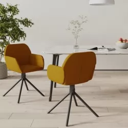 Въртящи се трапезни столове, 2 бр, кафяви, кадифе