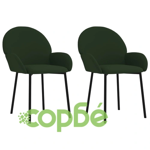 Трапезни столове, 2 бр, тъмнозелени, кадифе ➤ топ цена ➤ sorbe.bg