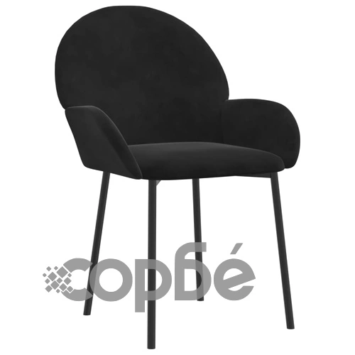 Трапезни столове, 2 бр, черни, кадифе ➤ топ цена ➤ sorbe.bg
