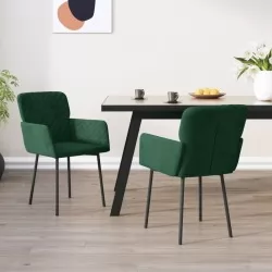 Трапезни столове, 2 бр, тъмнозелени, кадифе