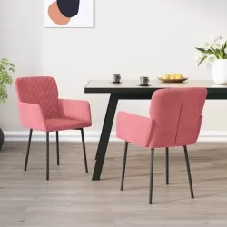 Трапезни столове, 2 бр, розови, кадифе