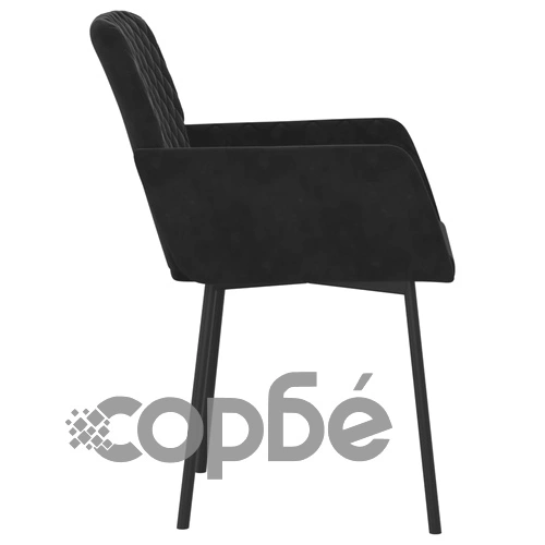 Трапезни столове, 2 бр, черни, кадифе ➤ топ цена ➤ sorbe.bg