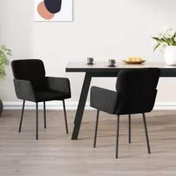 Трапезни столове, 2 бр, черни, кадифе
