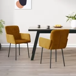 Трапезни столове, 2 бр, кафяви, кадифе