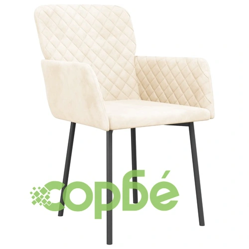 Трапезни столове, 2 бр, кремави, кадифе ➤ топ цена ➤ sorbe.bg