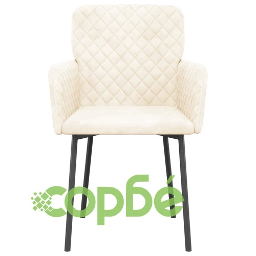 Трапезни столове, 2 бр, кремави, кадифе ➤ топ цена ➤ sorbe.bg