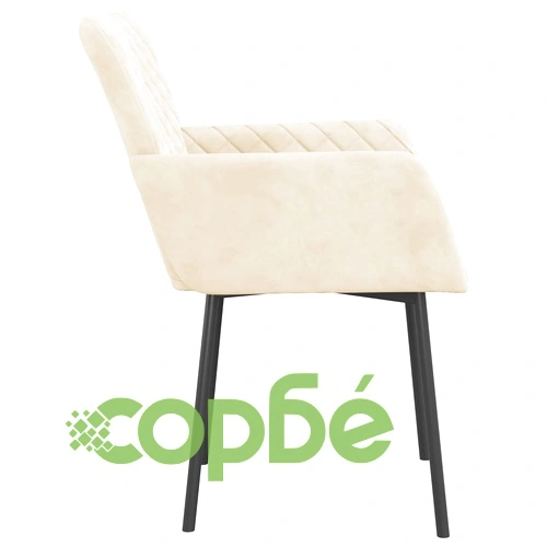 Трапезни столове, 2 бр, кремави, кадифе ➤ топ цена ➤ sorbe.bg