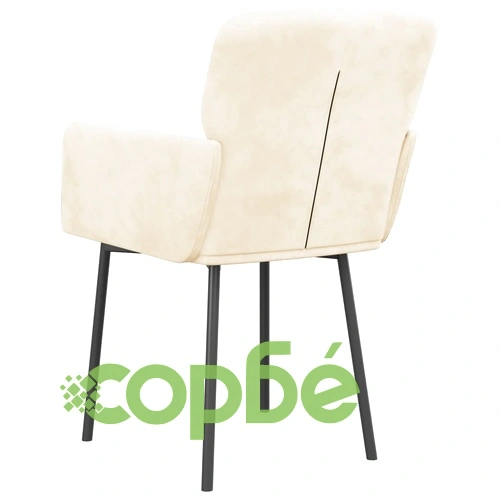 Трапезни столове, 2 бр, кремави, кадифе ➤ топ цена ➤ sorbe.bg