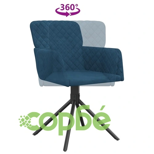 Въртящи се трапезни столове, 2 бр, сини, кадифе ➤ топ цена ➤ sorbe.bg