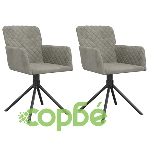 Въртящи се трапезни столове, 2 бр, светлосиви, кадифе ➤ топ цена ➤ sorbe.bg