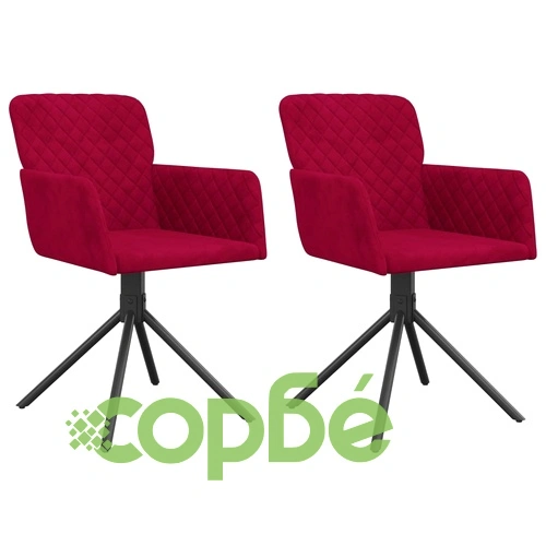 Въртящи трапезни столове, 2 бр, виненочервени, кадифе ➤ топ цена ➤ sorbe.bg
