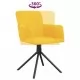 Въртящи трапезни столове, 2 бр, жълти, кадифе