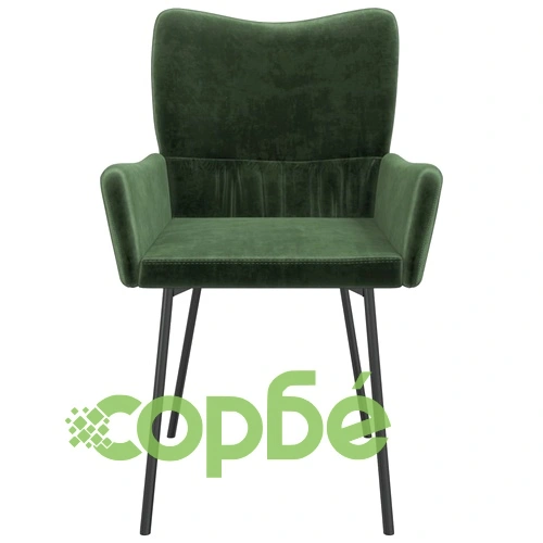 Трапезни столове, 2 бр, тъмнозелени, кадифе ➤ топ цена ➤ sorbe.bg