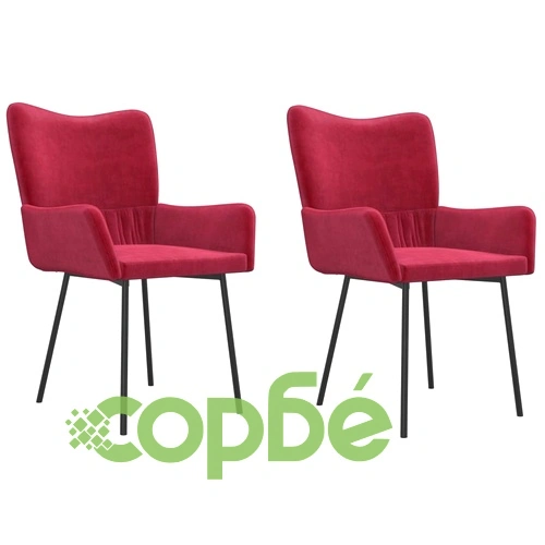 Трапезни столове, 2 бр, виненочервени, кадифе ➤ топ цена ➤ sorbe.bg