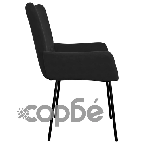 Трапезни столове, 2 бр, черни, кадифе ➤ топ цена ➤ sorbe.bg