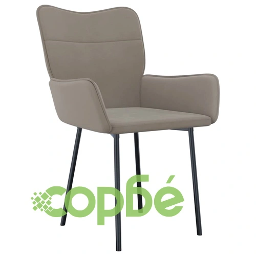 Трапезни столове, 2 бр, светлосиви, кадифе ➤ топ цена ➤ sorbe.bg