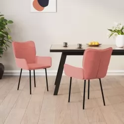 Трапезни столове, 2 бр, розови, кадифе