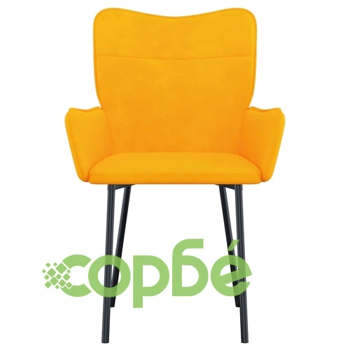 Трапезни столове, 2 бр, жълти, кадифе ➤ топ цена ➤ sorbe.bg