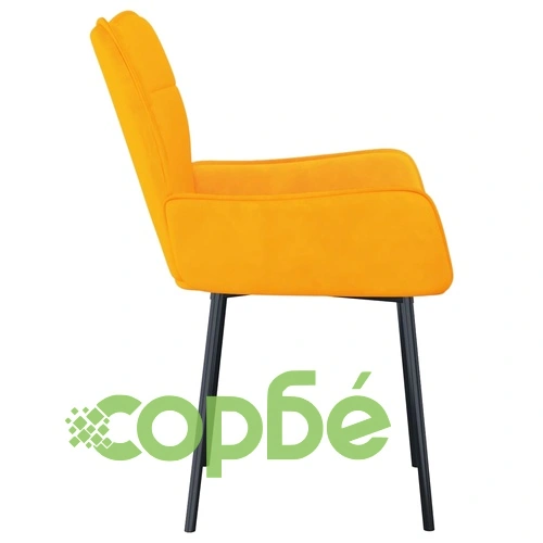 Трапезни столове, 2 бр, жълти, кадифе ➤ топ цена ➤ sorbe.bg