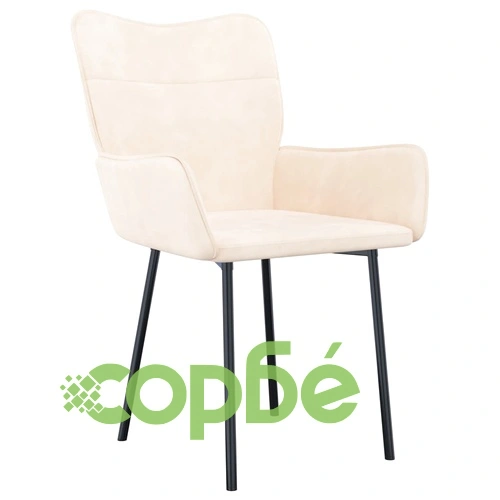 Трапезни столове, 2 бр, кремави, кадифе ➤ топ цена ➤ sorbe.bg