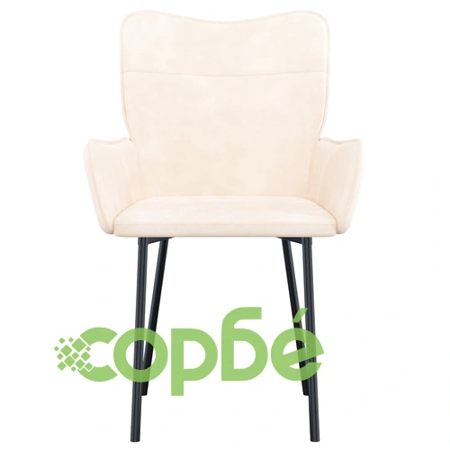 Трапезни столове, 2 бр, кремави, кадифе ➤ топ цена ➤ sorbe.bg