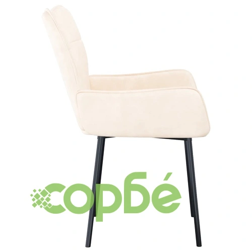 Трапезни столове, 2 бр, кремави, кадифе ➤ топ цена ➤ sorbe.bg