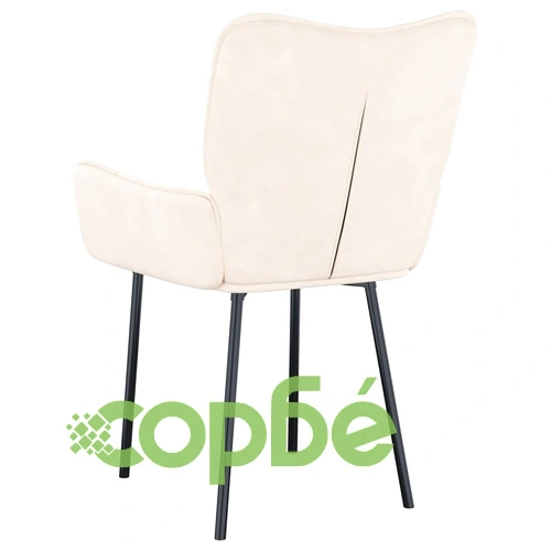 Трапезни столове, 2 бр, кремави, кадифе ➤ топ цена ➤ sorbe.bg