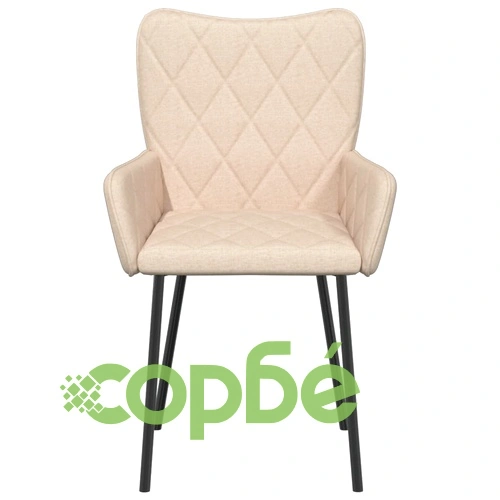 Трапезни столове, 2 бр, кремави, текстил ➤ топ цена ➤ sorbe.bg