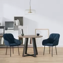 Трапезни столове, 2 бр, сини, кадифе