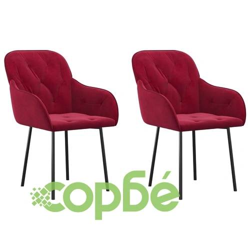 Трапезни столове, 2 бр, виненочервени, кадифе ➤ топ цена ➤ sorbe.bg