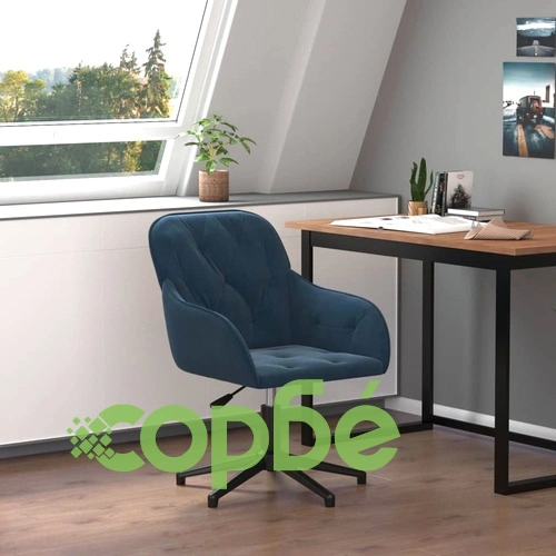 Въртящ се офис стол, син, кадифе ➤ топ цена ➤ sorbe.bg