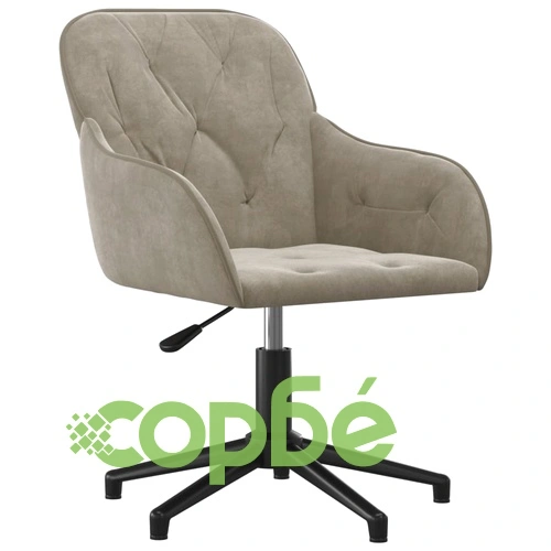 Въртящ се офис стол, светлосив, кадифе ➤ топ цена ➤ sorbe.bg