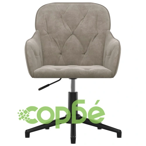 Въртящ се офис стол, светлосив, кадифе ➤ топ цена ➤ sorbe.bg