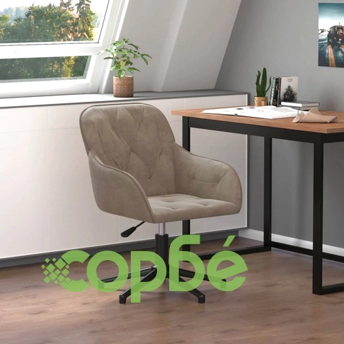 Въртящ се офис стол, светлосив, кадифе ➤ топ цена ➤ sorbe.bg