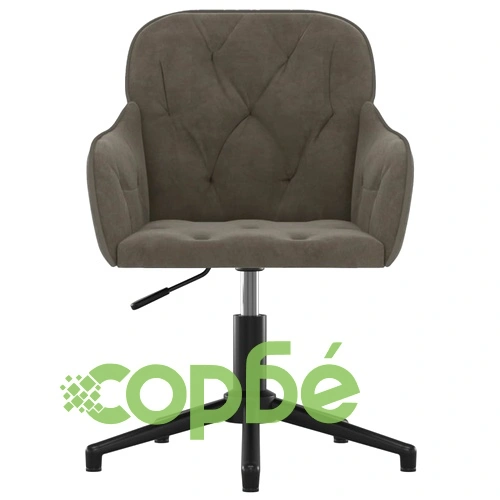 Въртящ се офис стол, тъмносив, кадифе ➤ топ цена ➤ sorbe.bg