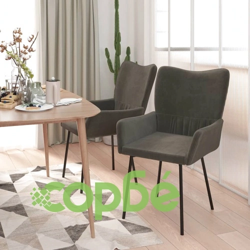 Трапезни столове, 2 бр, тъмносиви, кадифе ➤ топ цена ➤ sorbe.bg