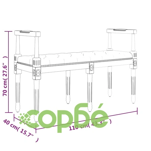 Пейка, тъмносива, 110x40x70 см, кадифе ➤ топ цена ➤ sorbe.bg