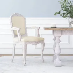 Трапезен стол, бежов, 62x59,5x100,5 см, лен
